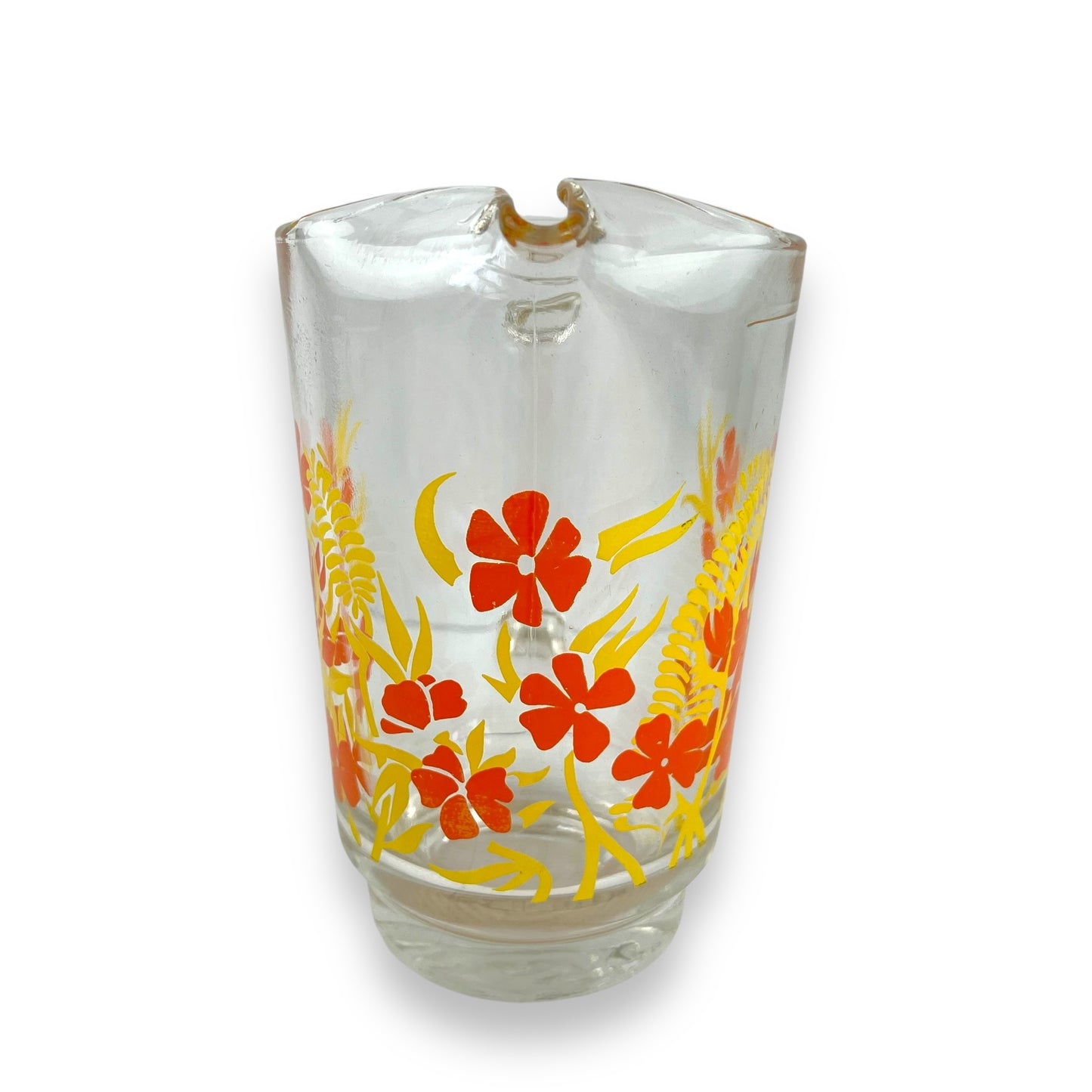 Orange & yellow flower clear glass jug