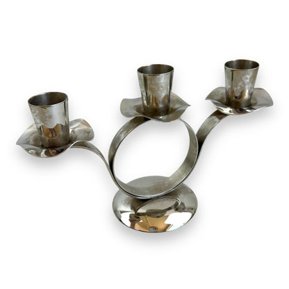 Chrome Silver Candlestick Holder