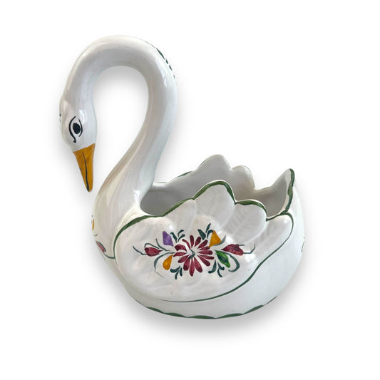 Hand-Painted Swan Planter – Made in Portugal