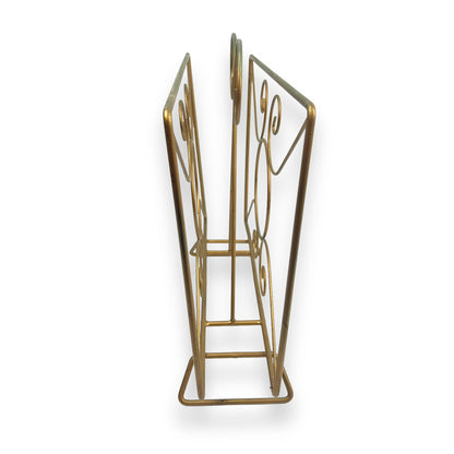 Vintage Gold swirl metal Magazine Rack