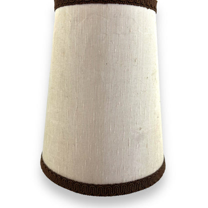 Retro lamp with beige and brown shade, white and gold base