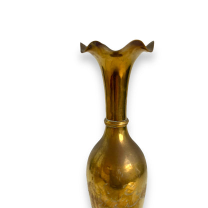 Brass vase with wavy top