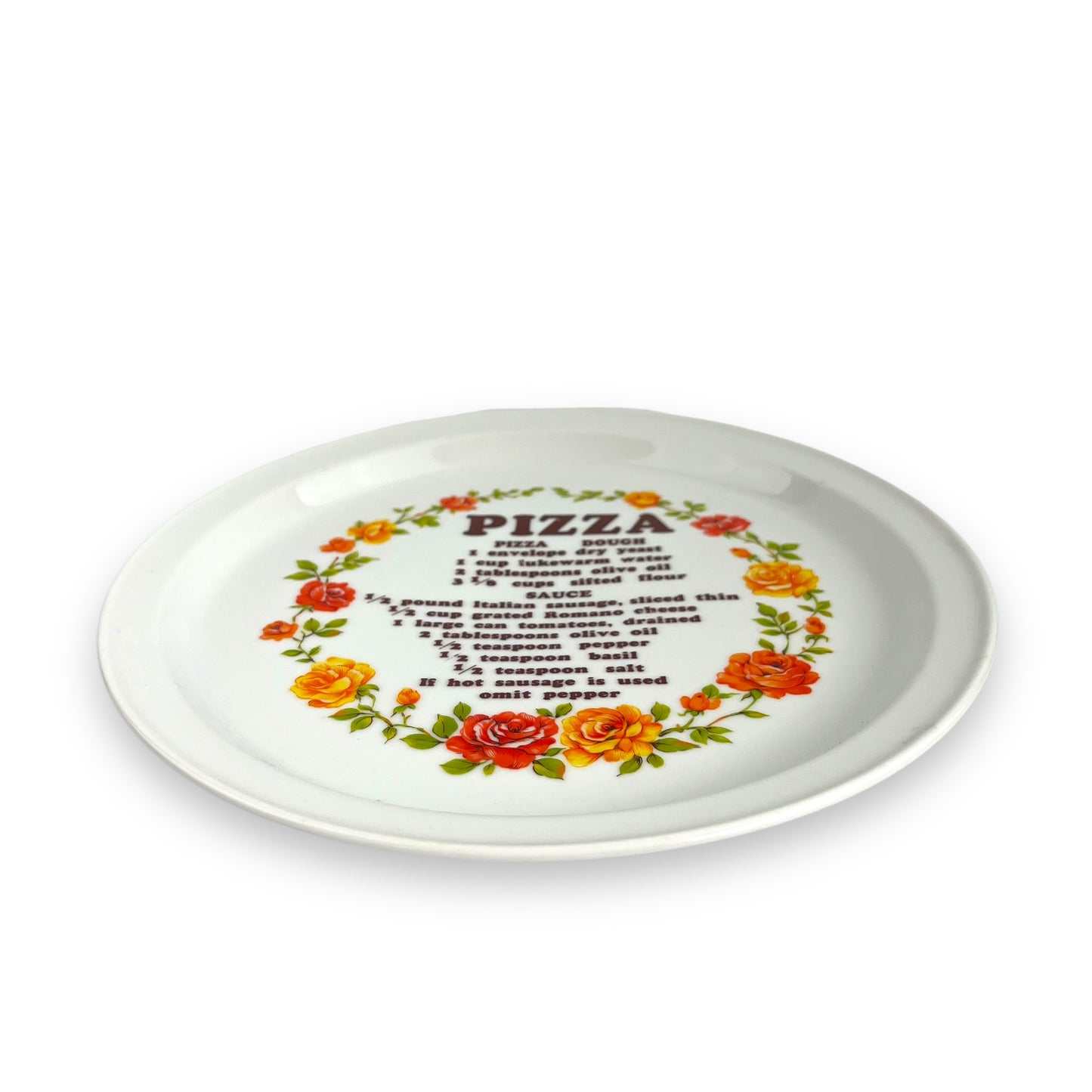 Pizza Recipe Plate with flowers