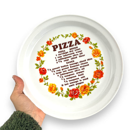 Pizza Recipe Plate with flowers