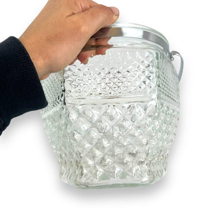 Large Lead Crystal Ice Bucket  with chrome handle