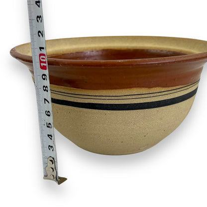 Brown Stripe Pottery Bowl with matching life triangle pattern