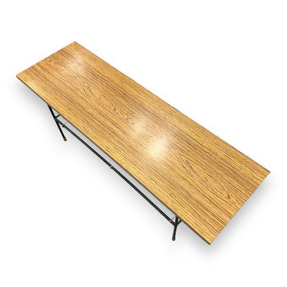 Brown Laminate top Coffee Table with black steel pin leg frame