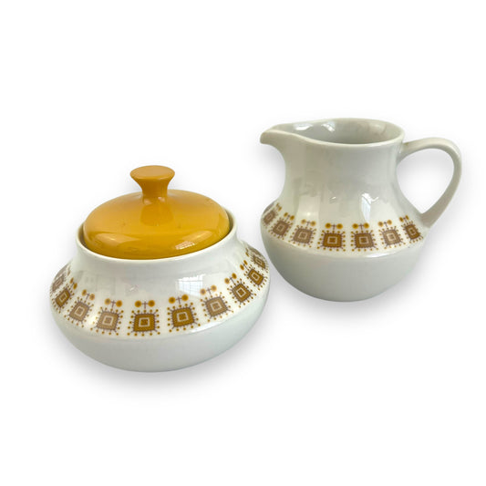 Constantia RSA Yellow Patterned Creamer & Sugar Pot Set