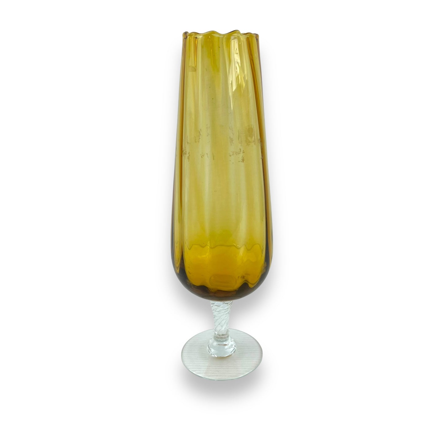 Italian Empoli Amber Glass Twisted stem Vase