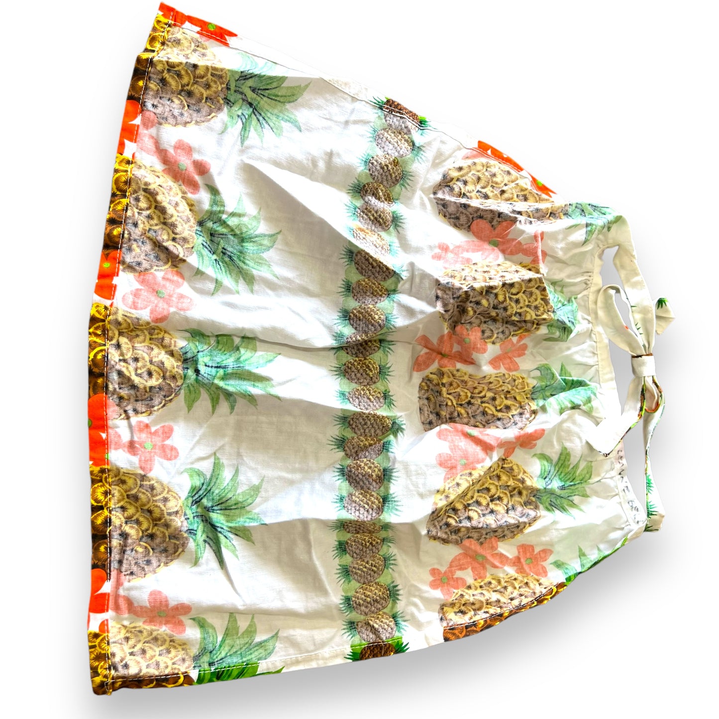 Retro pineapple patterned tie back half apron