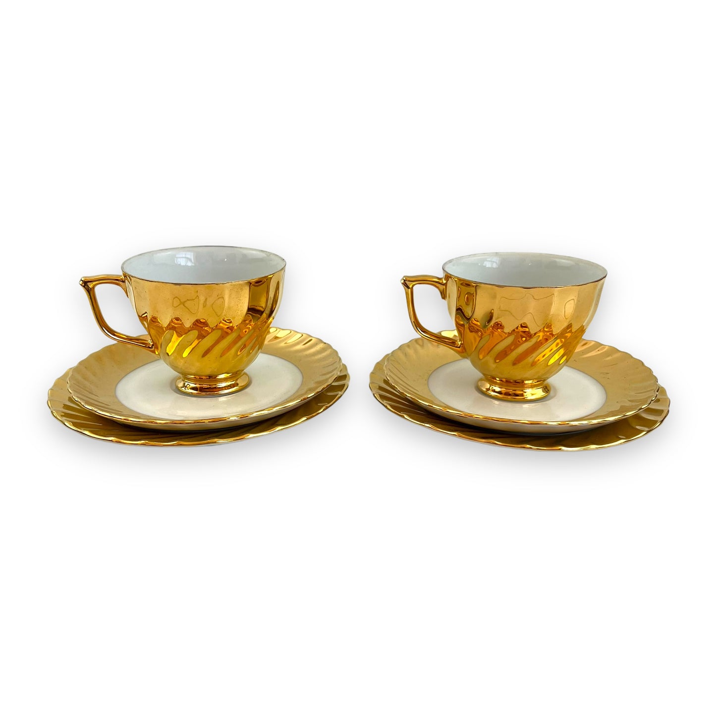 Gold Teacup, Saucer and Side Plate Trio