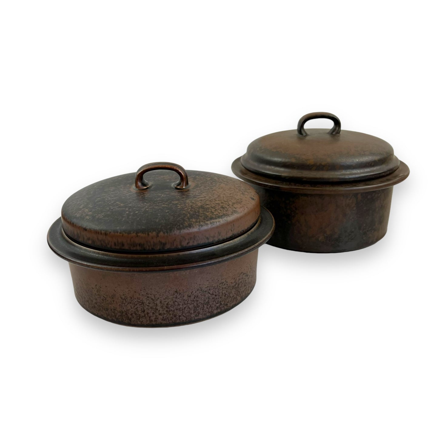 Brown Baking Pot with Lid Set of 2