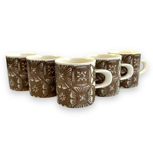 Brown Patterned Cup Set of 5