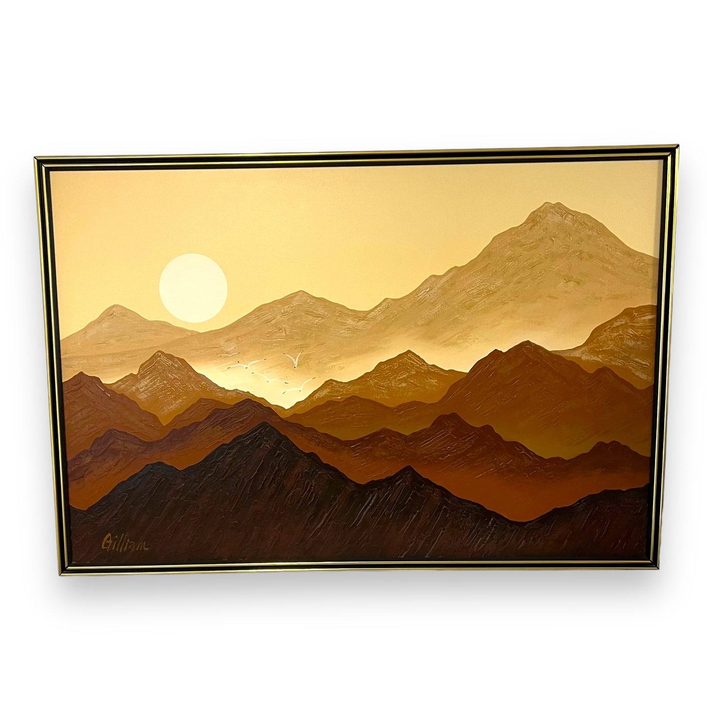 Gillian Brown Mountain scene Large Textured Framed Artwork