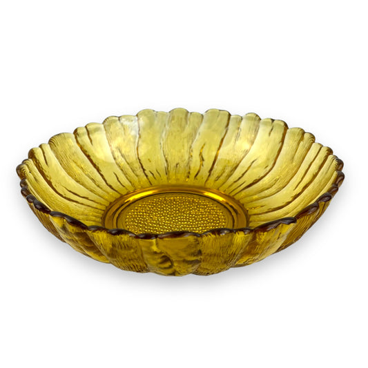 Anchor Hocking Honey Gold Sunflower Serving Bowl - Country Estate Dish 1960s