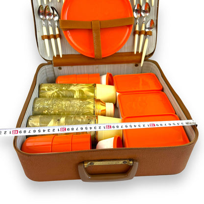 Orange Picnic Set on Brown Carry Case