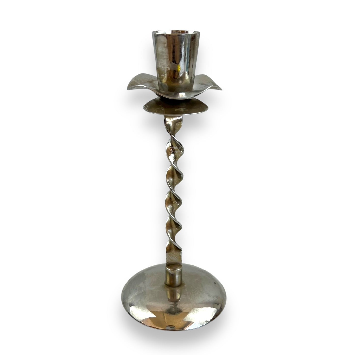 Chrome Twist Stem Candlestick Holder