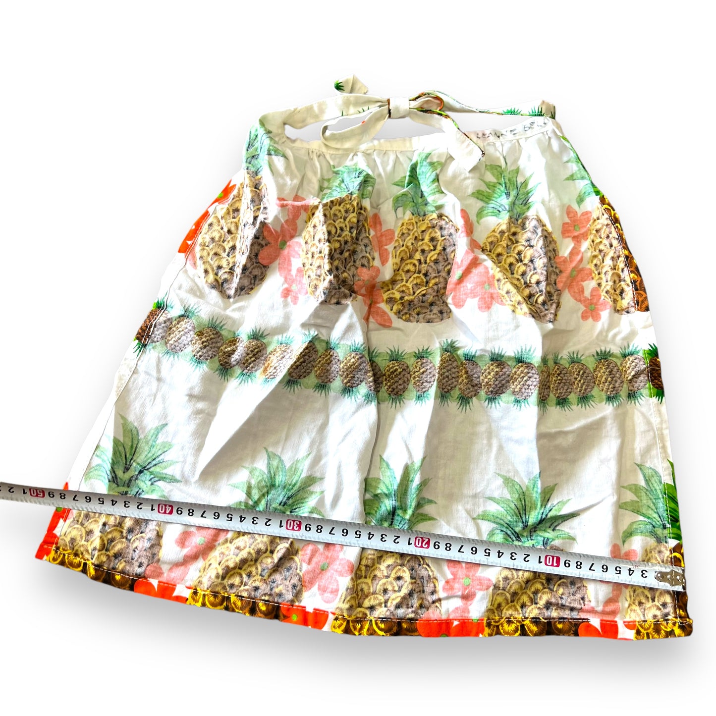 Retro pineapple patterned tie back half apron