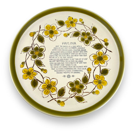 Yellow & Green Flower Suzukastone Pavlova Recipe Plate - Made in Japan