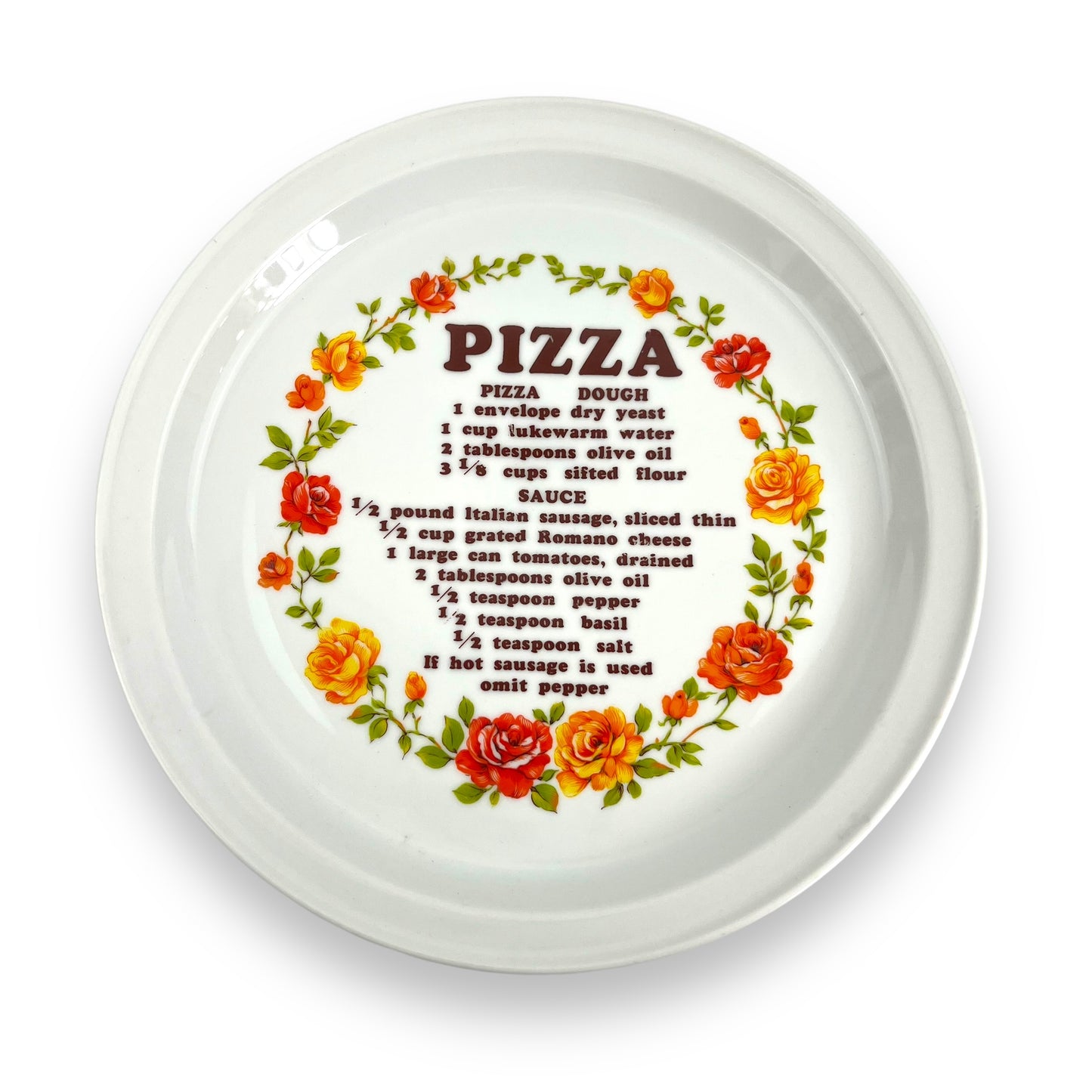 Pizza Recipe Plate with flowers