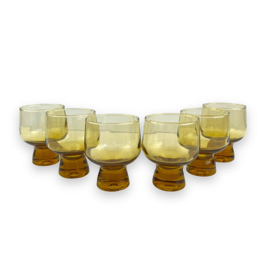 Crown Crystal Kaaru Glass NZ 'Regis' Honeygold, Spirit Glasses Set x6