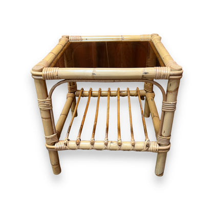 Cane square side table