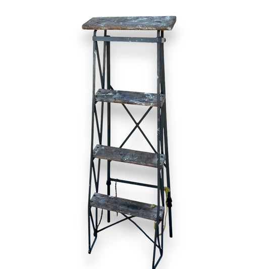 Wooden Step Ladder with Steel Frame