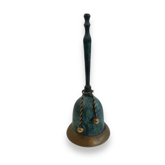 Patina Brass Handbell with Twisted Rope Detailing