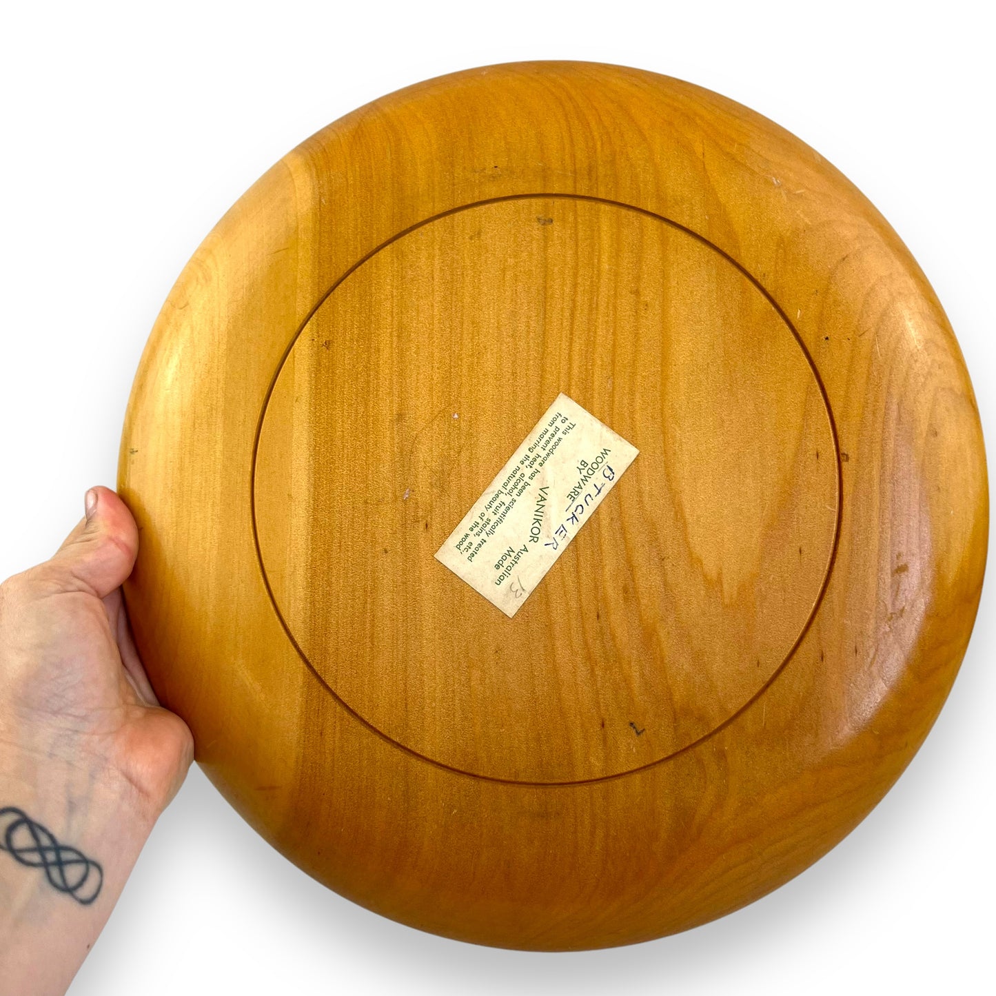 Vanikor Woodware Round Wood Serving Platter with Handle