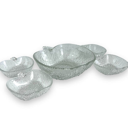 Apple Glass Bowl Set: Large Bowl & 4 Small Bowls