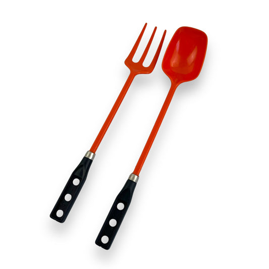 Salad Server Set - Made in Hong Kong - Orange and Black