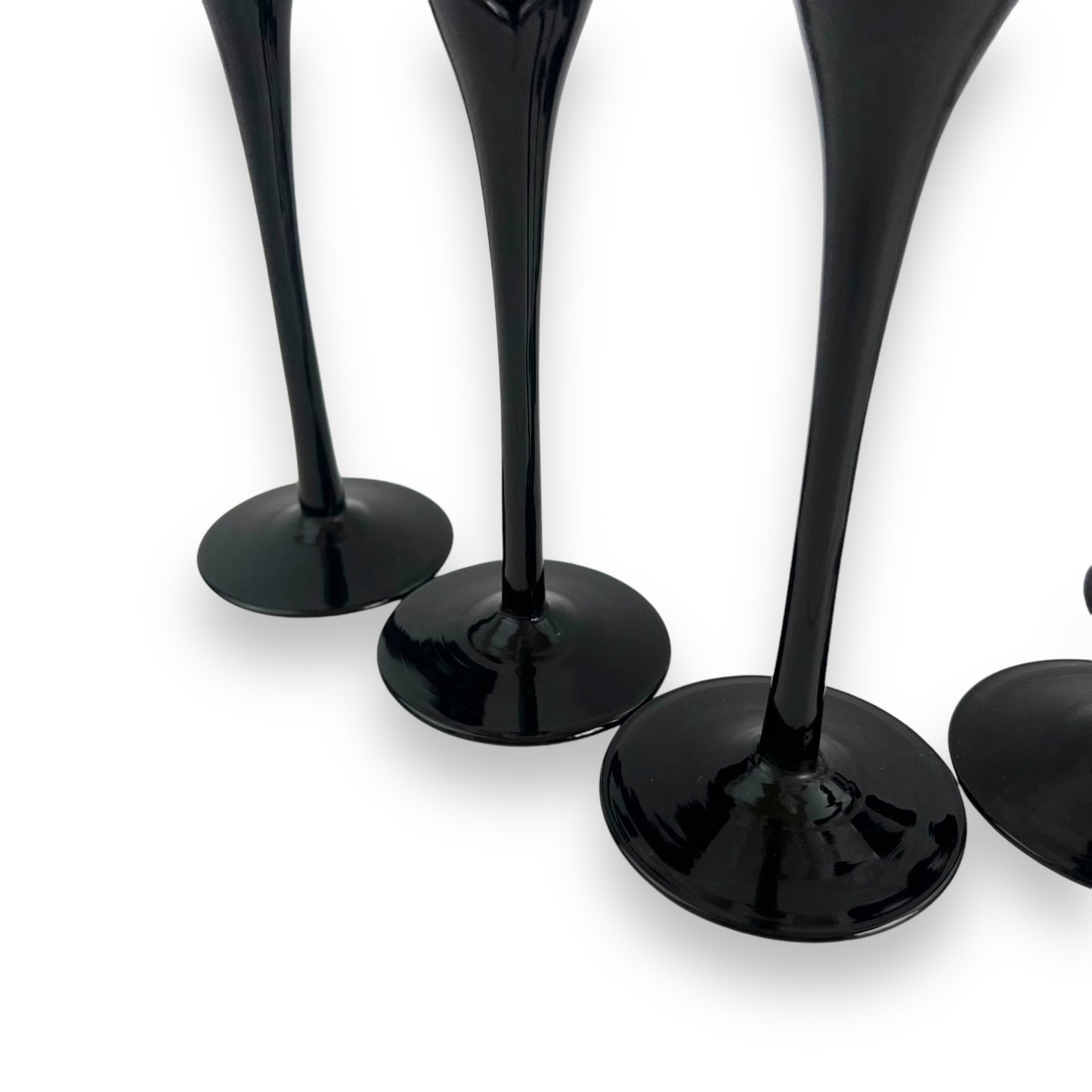 Black tulip stem champagne glass flutes set of 6