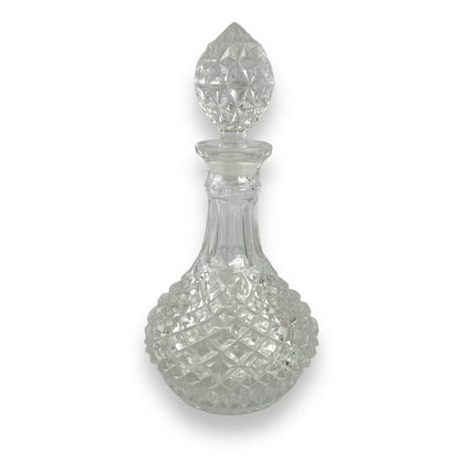 BOHEMIA Cut Glass Decanter SOLID STOPPER Czechoslovakia