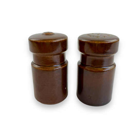 Stoneware Salt & Pepper Shakers – Brown Glazed Ceramic