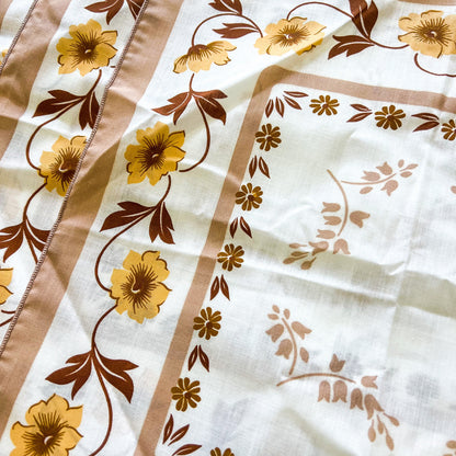 Vintage brown flower pattern fabric napkins set of 4