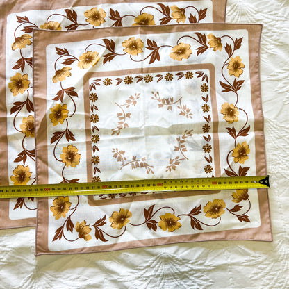 Vintage brown flower pattern fabric napkins set of 4