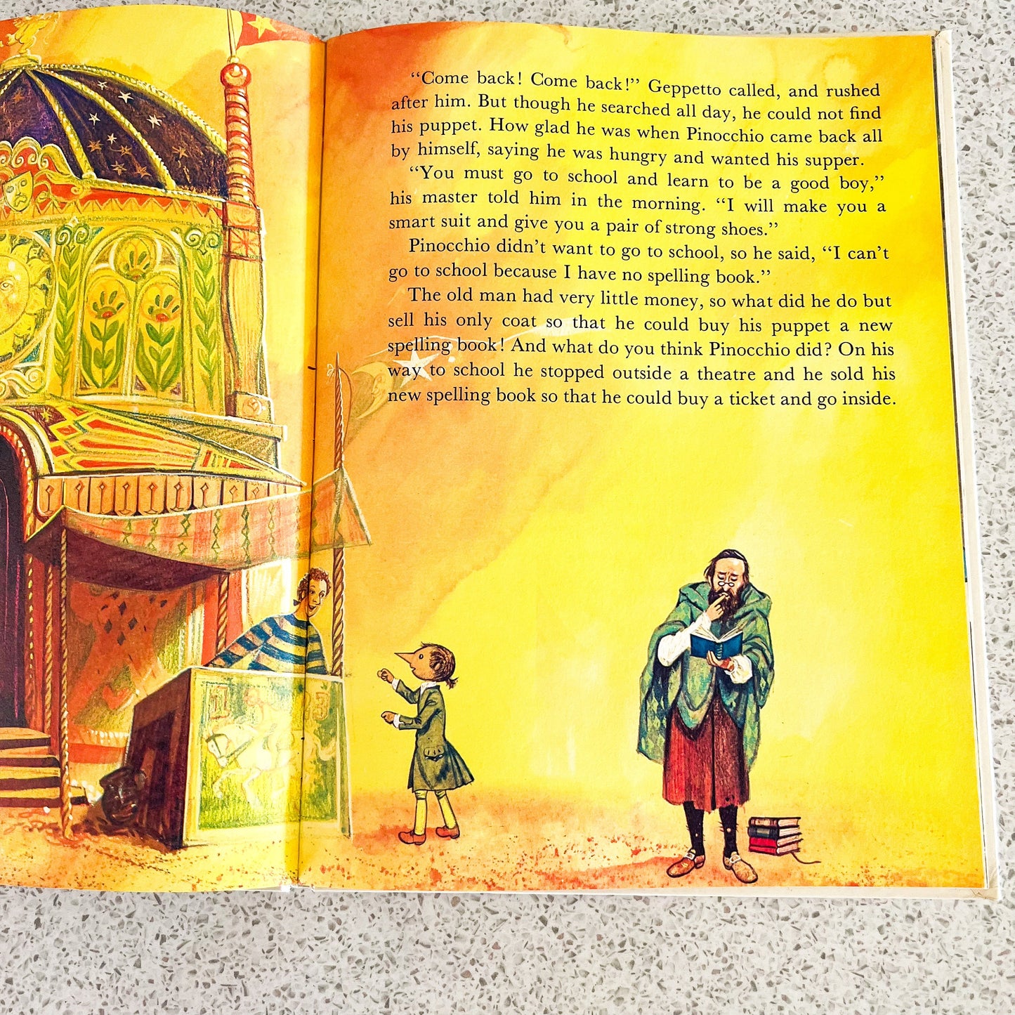 PINOCCHIO Illustrated hard cover children’s book 1972