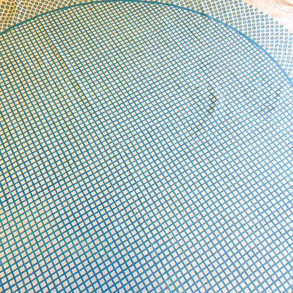 Blue and White Round check pattern tablecloth